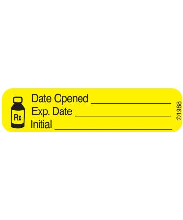 PHARMEX 1-369 Permanent Paper Label Date Opened 1 9/16 x 3/8 Yellow (500 per Roll 2 Rolls per Box)