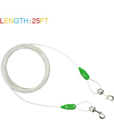 Petest Reflective Tie-Out Cable for Dogs | 35/60/90/125/250 lbs | 15ft/25ft/30ft Length | Green & Silver - Buy Online on GoSupps.com