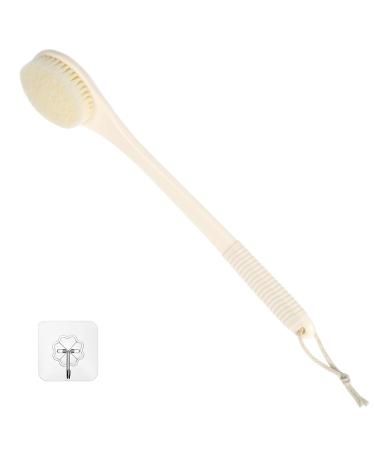 Body Back Scrubbers for Use in Shower Back Body Scrub Brushes Long Handle for Shower Shower Bath Brush Back Scrubber with Long Handle for Men Women and Elderly Cream White
