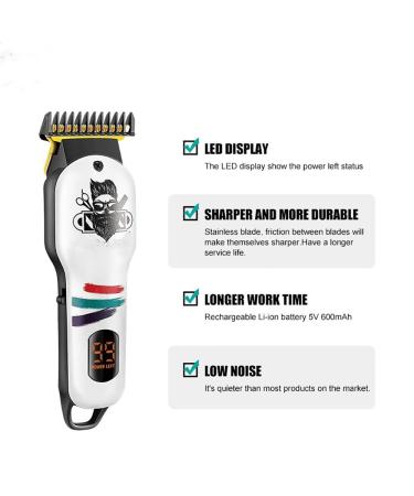 Professional Cordless Hair Clippers & Beard Trimmer for Men - Rechargeable Barber Clipper (White) | International Shipping Available - Buy Online on GoSupps.com
