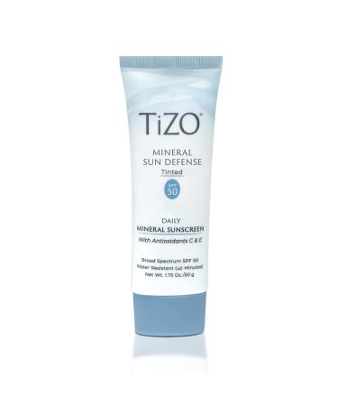 TiZO  Mineral Sun Defense | Tinted | Broad Spectrum SPF 50 | UVA and UVB protection | Gentle protection for daily use | All Skin Types | 1.75 oz/50 g