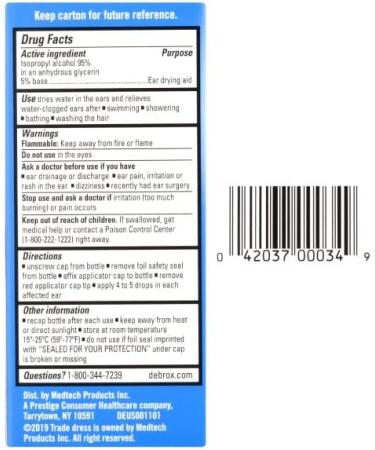 Debrox Swimmer's Ear Drying Drops | 1 Fl oz. (Pack of 4) | For Adults & Kids - Buy Online on GoSupps.com