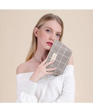 Shop Multifunctional Canvas Makeup Bag Set - 2 Portable Cosmetic Bags for Travel Office & School - Black/Gray Checkered - Buy Online on GoSupps.com