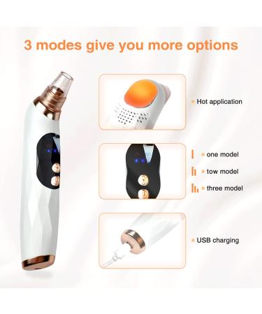 Malkert Blackhead Remover Electric Vacuum with 5 Probes, 3 Suction Models, Hot Compress, USB Rechargeable - For All Skin Types - Includes Comedone Extractor Tool & Mask Brush - Buy Online on GoSupps.com