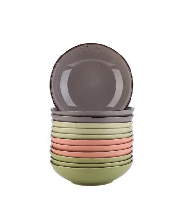 Dishes 4/8/12 Piece 4 Colors Vintage Stoneware Ceramic Soup Plate Set Snack Salad Fruit Deep Dish Set (Color : 4pcs) (12pcs)