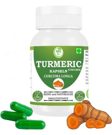  Morsan Healthcare Turmeric (Curcuma longa) Capsules | Pack of 60 x 500 mg Vegetarian Capsules | Natural Food Supplement | GMP Certified | Gluten-Free - Buy Online on GoSupps.com