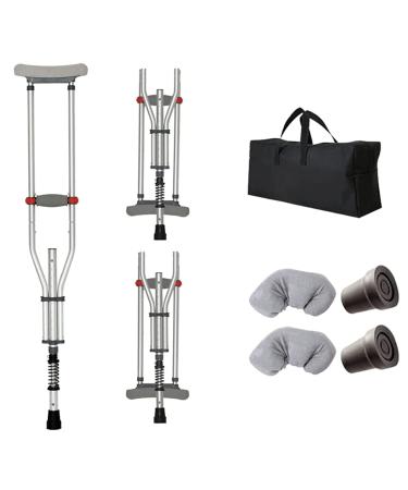 Adult Crutches Walking Sticks Folding Adult Underarm Crutches Aluminum Adjustable with Spring Portable Crutches Elderly Crutches Convenient Independence