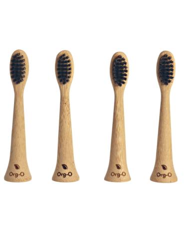 Org-O Bamboo Electric Toothbrush Heads | Biodegradable Eco-Friendly Soft Bristles | Charcoal Bristles | 100% Plant-Based Replacement Heads | Compatible with Phillips Aquasonic and Ordo Sonic 4-Pack