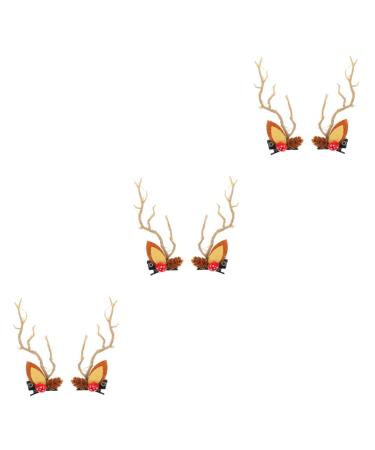 FRCOLOR 3 Pairs Christmas Glow Barrette Antlers Hair Clips Deer Horn Hair Barrettes Reindeer Antler Hair Accessory Mushroom Outfits for Girls Glowing Hair Clip Resin Filler Clothing Miss