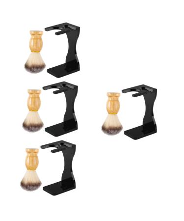 4 Sets Shaving Set Beard Brush and Stand Comfortable Shave Brush Beard Brush Support Shaving Brush Storage Stand Acrylic Brush Stand Shaving Brush Holder Beard Brush Stand