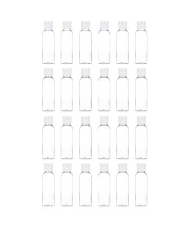 Plastic Empty Bottles - 24-Pack Travel Containers with Flip Cap, Refillable Containers, Toiletry Bottles, Cosmetic Bottles, for Shampoo, Lotion, Liquid Body Soap, Cream, Toner, Clear, 2 OZ