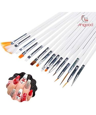 20-Piece Nail Art Brush Set with Pink and White Acrylic Handles - Manicure Pedicure Kit for Designing, Dotting, and Painting (White) - Buy Online on GoSupps.com