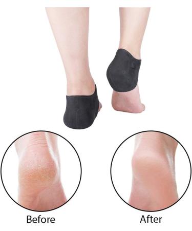 8-Piece Plantar Fasciitis Relief Pads Gel Cushions & Silicone Heel Socks - Black & White - Ideal for Heel Pain Cracked Heels & Achilles Tendon Inflammation - Buy Online on GoSupps.com