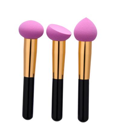 FRCOLOR 3-Piece Purple Wooden Make Up Brush Set for Face