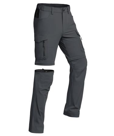 Vzteek men hiking pants zip off trekking pants outdoor pants summer softshell stretch trousers short for hiking baggy bike work dkgrey03 l
