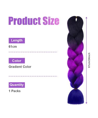 Aomig Braids Extensions - 24 Strands in 3 Colors for Box Braids | Black Purple Red Sapphire Blue - Premium Artificial Hair for Braiding - Buy Online on GoSupps.com