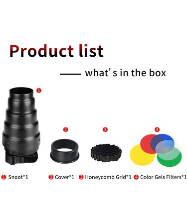 Soonpho Conical Snoot Kit: Aluminum Alloy Snoot with Grid & 5 Color Gels - Buy Online on GoSupps.com