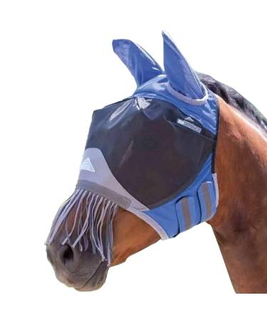 Shires Deluxe Horse/Pony Fly Mask With Nose Fringe UV Protection (Cob Green) Cob Green - Buy Online on GoSupps.com