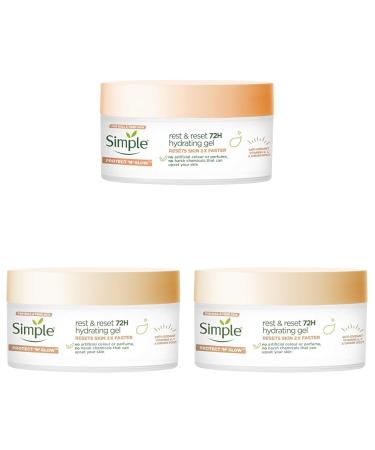 Simple Protect 'N' Glow Rest and Reset 72h Hydrating Gel cruelty-free vegan moisturiser to enhance glowing skin 50 ml (Pack of 3) 50 ml (Pack of 3) Hydrating Gel