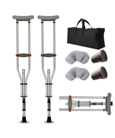 Folding Underarm Adult Crutches with Damping Spring Comfortable Medical Crutch with Double Shock Absorber Height Adjustable Aluminum Alloy Surprise Gift