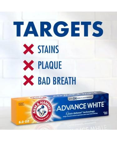 Arm & Hammer Advance White Toothpaste Peroxicare Anti Cavity Fluoride Clean Mint - 6 Oz - Pack Of 2 - Buy Online on GoSupps.com