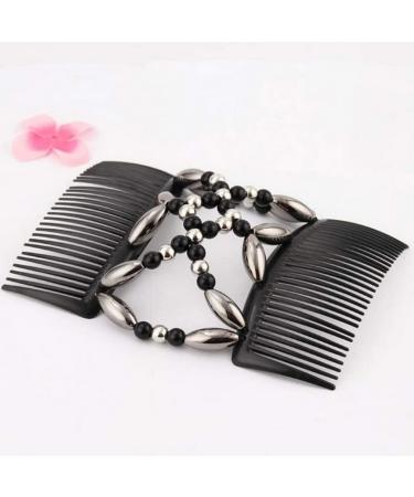 Beads Hair Combs Magic Stretchy Double Comb Hair Clips Elastic Hairpins Accessories Clips Barrettes - Buy Online on GoSupps.com