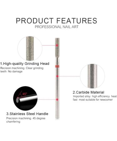KADS 3Pcs Diamond Cuticle Nail Drill Bits Nail Cuticle Remove Drill Bits Set 3/32'' for Electric Machine Nail File Gel Polishing Head (3 Pcs Tungsten Stell Barrel Shape Bits) - Buy Online on GoSupps.com