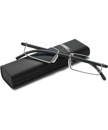 Vevesmundo Anti Blue Light Reading Glasses with Case - Flexible TR90 Half-Bump Visual Aid for Men - 1.5x Magnification - Stylish Black Design - Buy Online on GoSupps.com