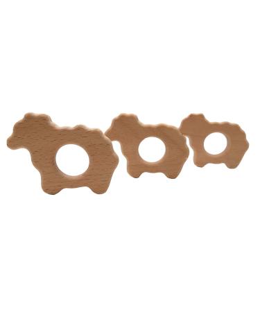 Alenybeby 10pcs Organic Wooden Sheep Teething Rings - Natural Beech Wood Animal Shape for DIY Pacifier Chains - Buy Online on GoSupps.com