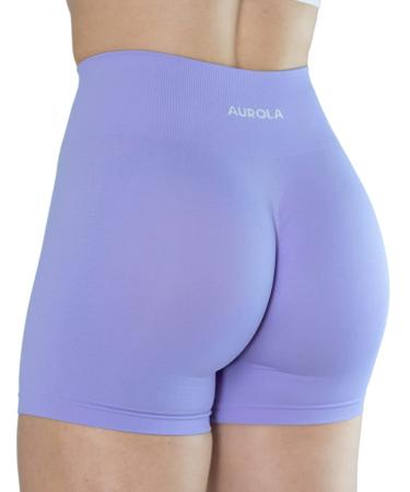 AUROLA Dream Collection Workout Shorts for Women High Waist Seamless Scrunch Athletic Running Gym Yoga Active Shorts Black Medium Jacaranda