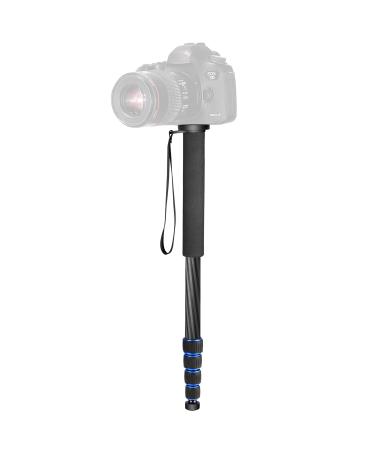 Neewer Carbon Fiber Monopod, 5 Sections 19-64 inches/48-163 Centimeters Adjustable Portable Stand with Carrying Bag for Nikon Pentax Sony Olympus DSLR up to 22 pounds/10 kilograms (Black + Blue)