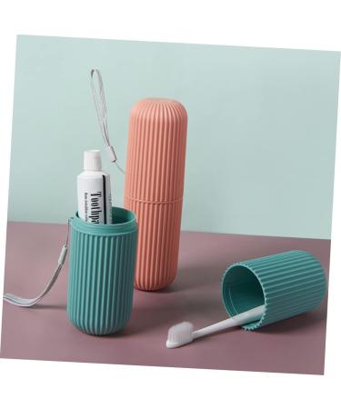 PLAFOPE Toothpaste Brush Container Set - Travel Tooth Cleaning Organizer (2 Pieces) - Red 5.5x5.5x19cm - Ideal for International Shipping - Buy Online on GoSupps.com