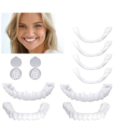 Air ice teeth for plug in 2 pairs of denture veneers teeth set at the top and bottom provisional dentures cosmetic veneers teeth for men women bad tooth whitening alternative