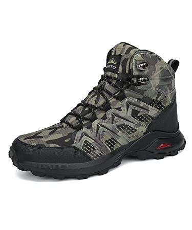 Dannto Men's Mid Ankle Hiking Boots Water Resistant Outdoor Snow Shoes Backpacking Walking Trekking Tactical Hunting Sneakers 9 A-camouflage
