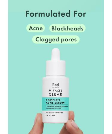 Rael Miracle Clear Acne Treatment Serum - 1.5% Salicylic Acid 2% Niacinamide Pore Minimizer Even Skin Tone | Korean Skincare (1oz 30ml) - International Shipping - Buy Online on GoSupps.com