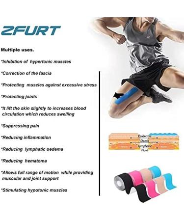 Zfurt Cotton Kinesiology Tape | Latex Free Elastic Sports Tape | Rose Red | 4 Rolls (16ft) | Pain Relief & Injury Prevention - Buy Online on GoSupps.com