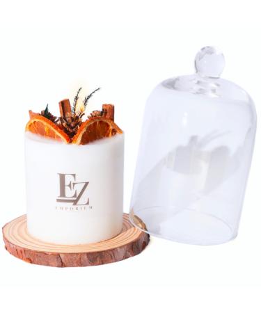 Luxury Scented Candle - 100% Soy Wax Non-Toxic & Eco-Friendly 50+ Hour Burn Time Premium Home Decor with Glass Cover 10 Oz Cotton Wick Orange Grapefruit & Pomelo Fragrance Gift Box Included Modern