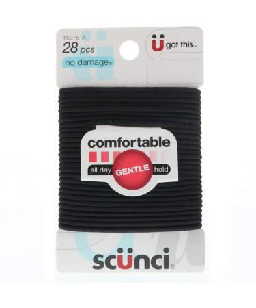 Scunci No Damage Hair Elastics Medium Black 28 ea (Pack of 4)