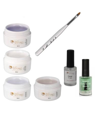 UV Gel Set 4 x 30 ml incl. nail oil primer gel brush