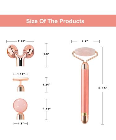 AECW 4 in 1 Rose Quartz Face Roller Jade Roller T Shape Beauty Bar | 24k Golden Pulse Facial Massager | 3D Roller Beauty Bar Facial Massager - Rose Gold - Buy Online on GoSupps.com