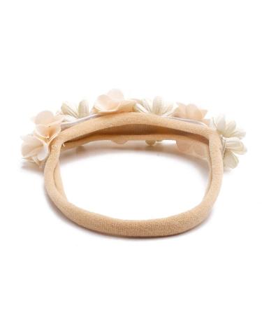 Baby Girl Flower Headbands Set - 3Pcs Elastic Hair Band Crown Wraps for Newborn Infant Toddler by mligril (Beige) - Buy Online on GoSupps.com