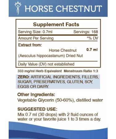 Horse Chestnut Tincture - Alcohol-Free Liquid Extract (4 FL OZ) | Aesculus Hippocastanum Dried Nut | Secrets of the Tribe - Buy Online on GoSupps.com