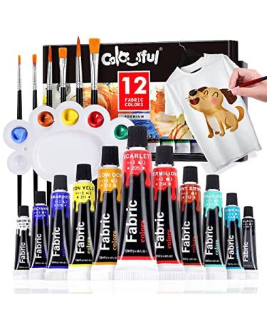 COLORFUL Fabric Paint Set for Clothes with 6 Brushes  1 Palette  12 Colors - Permanent Textile Paint Puffy Paint Kit for Shoes  Canvas - Non-Toxic Slick Painting Set for Adults  Beginner & Artists 12 Tubes Color - Buy Online on GoSupps.com
