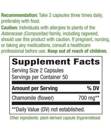 Nature's Way Chamomile Flower 700mg - 100 Vegan Capsules for Relaxation - Buy Online on GoSupps.com
