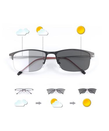 Miryea Photochrome Progressive Multifocus Reading Sunglasses With Spring Sharnals UV Protection Multifocal transition sun reader black 2.0 x