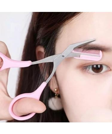 Eyebrow Shaper - Trim Bushy Eyebrows Effortlessly with Scissors & Comb Attachment (PINK) | International Shipping Available - Buy Online on GoSupps.com