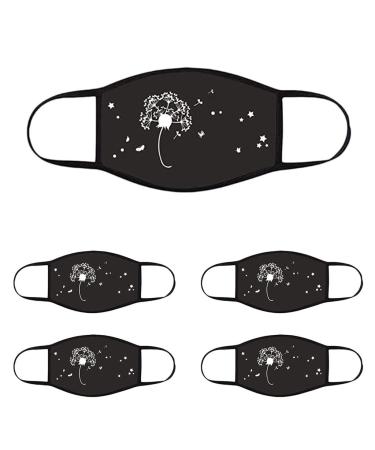 5 Pack Dust Facial Decoration with Replaceable Filter Beauty Butterfly Printed Reusable Breathable Dust-Proof Safety Facial Decoration with Adjustable Ear Loops for Men Women UPF 59+ Motorcycle Ski C