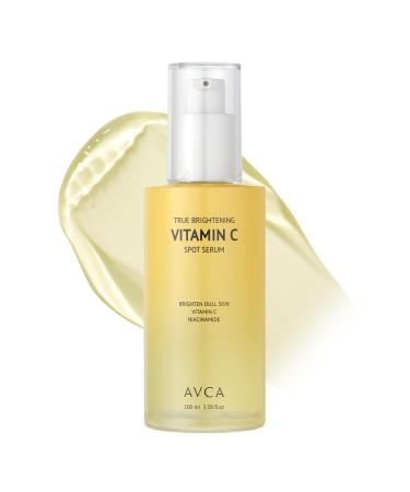 AVCA Vitamin C Brightening Serum 100ml(3.38 fl. oz) Niacinamide Dark Spot & Even Tone Antioxidant Face Serum for Dull Skin K-Beauty Fragrance-Free