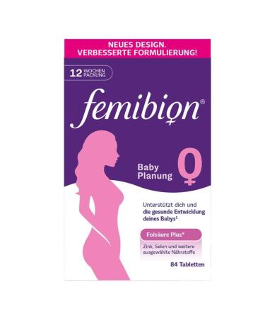 Femibion 0 baby planning daily nutritional supplements during baby planning before pregnancy with folic acid metafolin 12-week pack 84 tablets