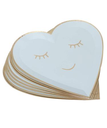 Blue Heart Shape Paper Plate Paper Tableware No Odor Disposable for Party BBQ Picnic Receptions Barbecue Food Holding Cake Snack